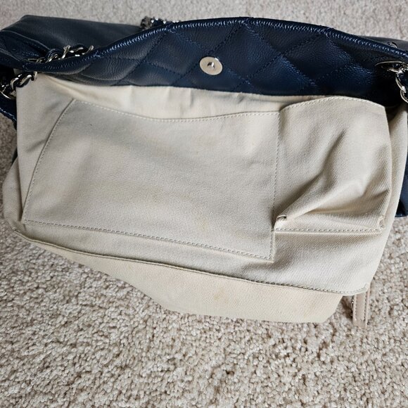 EUC Chanel Blue Lambskin with Quilting & Silver chains Tote Bag - Picture 9 of 17